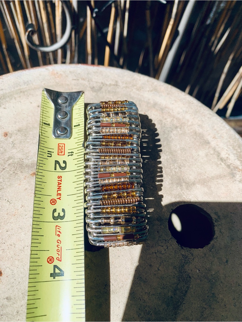 Handmade Multi-Tone Beaded Cuff Bracelet - copper & Silver - Picture 6 of 7
